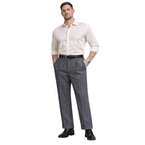 Britches by Samtex Gray Windowpane Pleated Trouser Pants 31x28 1980s